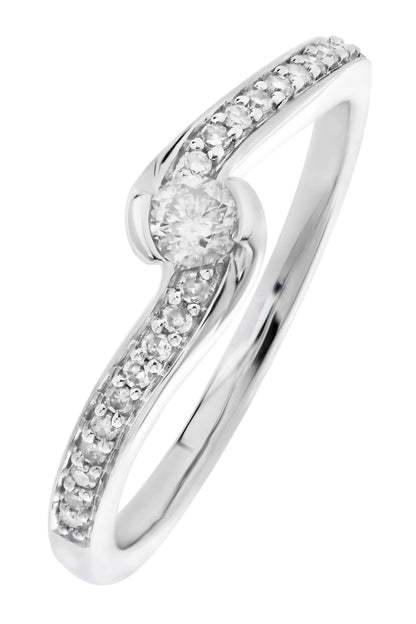 9ct White Gold 0.20ct Diamond Engagement Ring-0