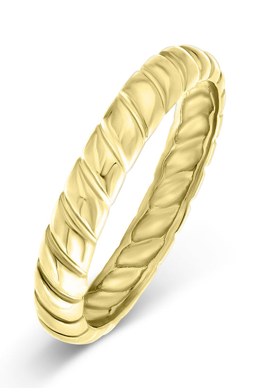 Gold Plated Sterling Silver Rope Band Stack Ring-0