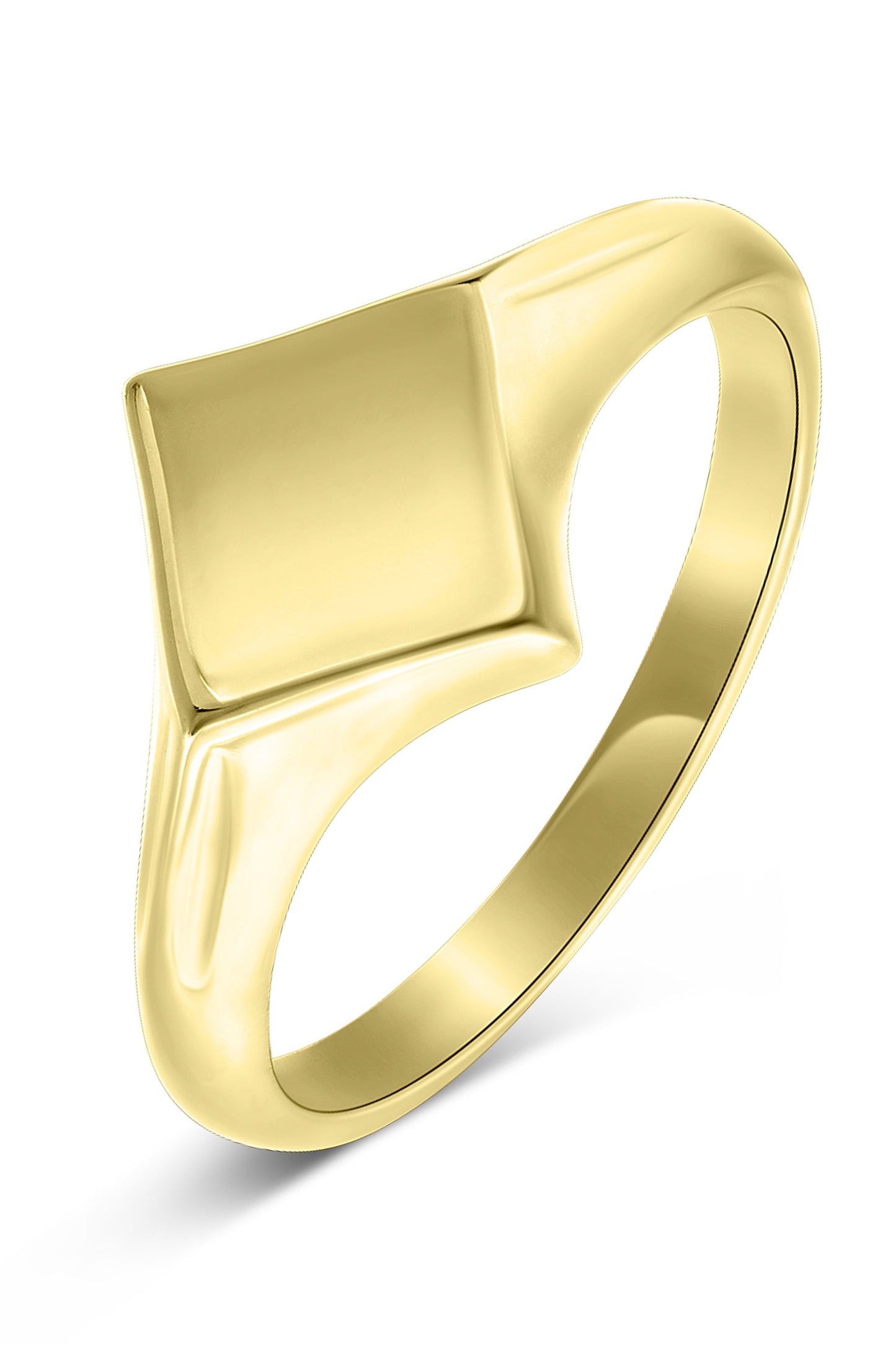 Gold Plated Sterling Silver Diamond Shape Signet Ring-0