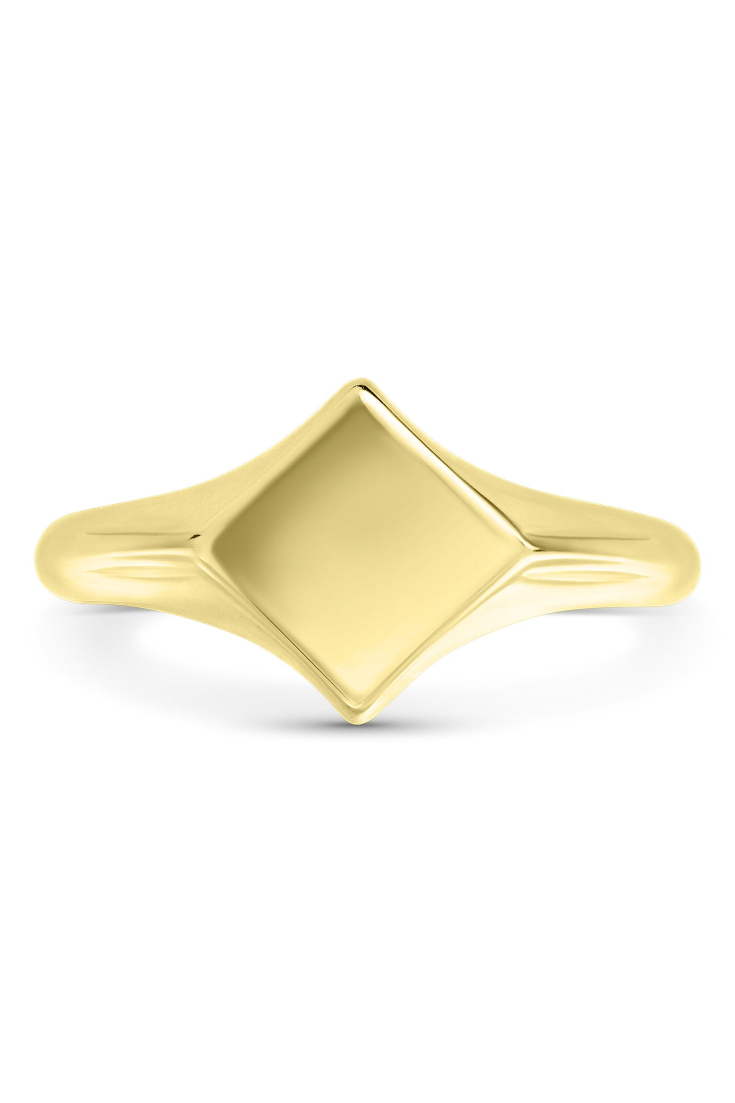 Gold Plated Sterling Silver Diamond Shape Signet Ring-2