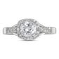 Sterling Silver Cubic Zirconia Cushion Cut Vintage Halo Ring-2