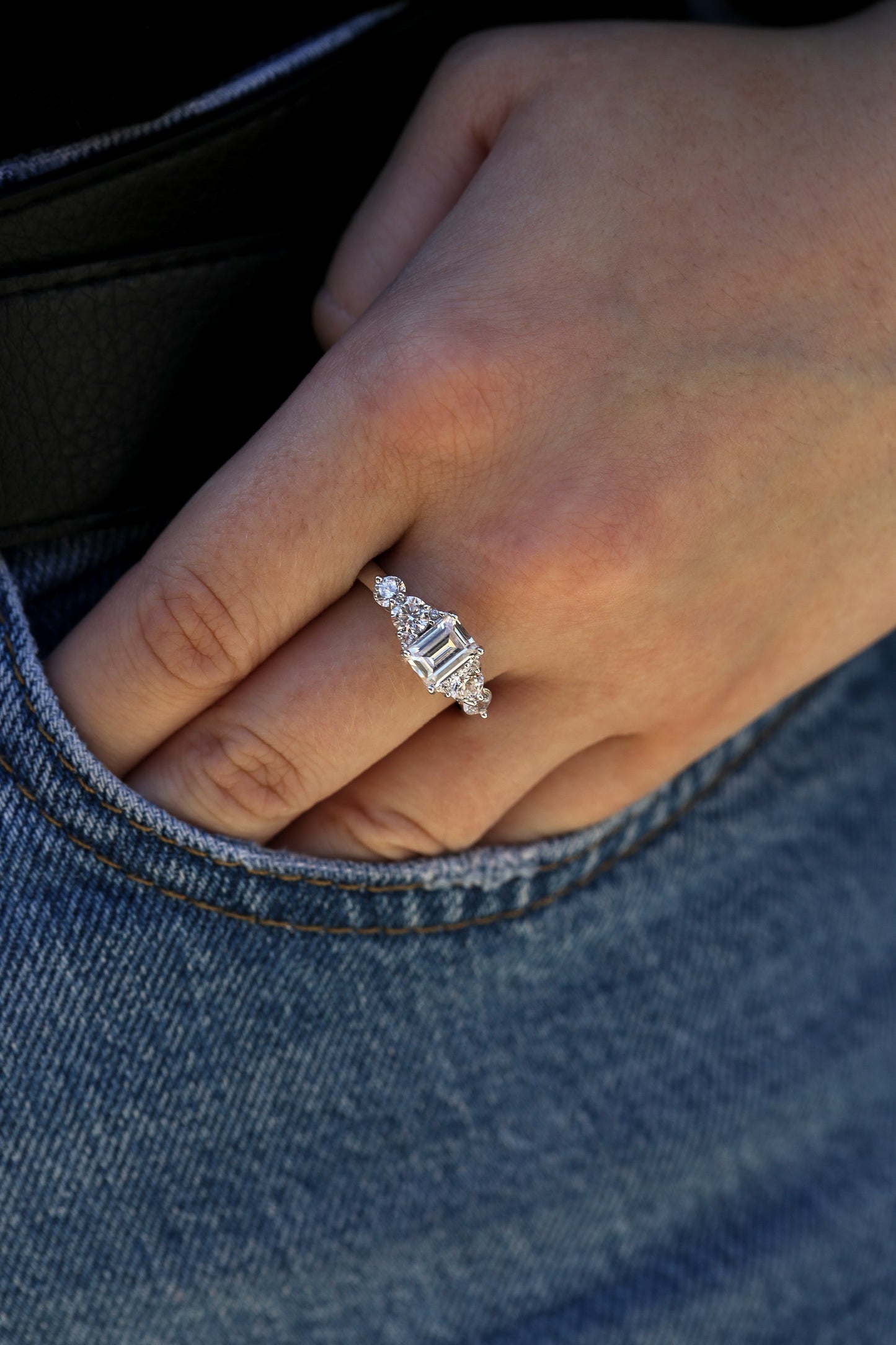 Sterling Silver Cubic Zirconia Emerald Cut Vintage Ring-1