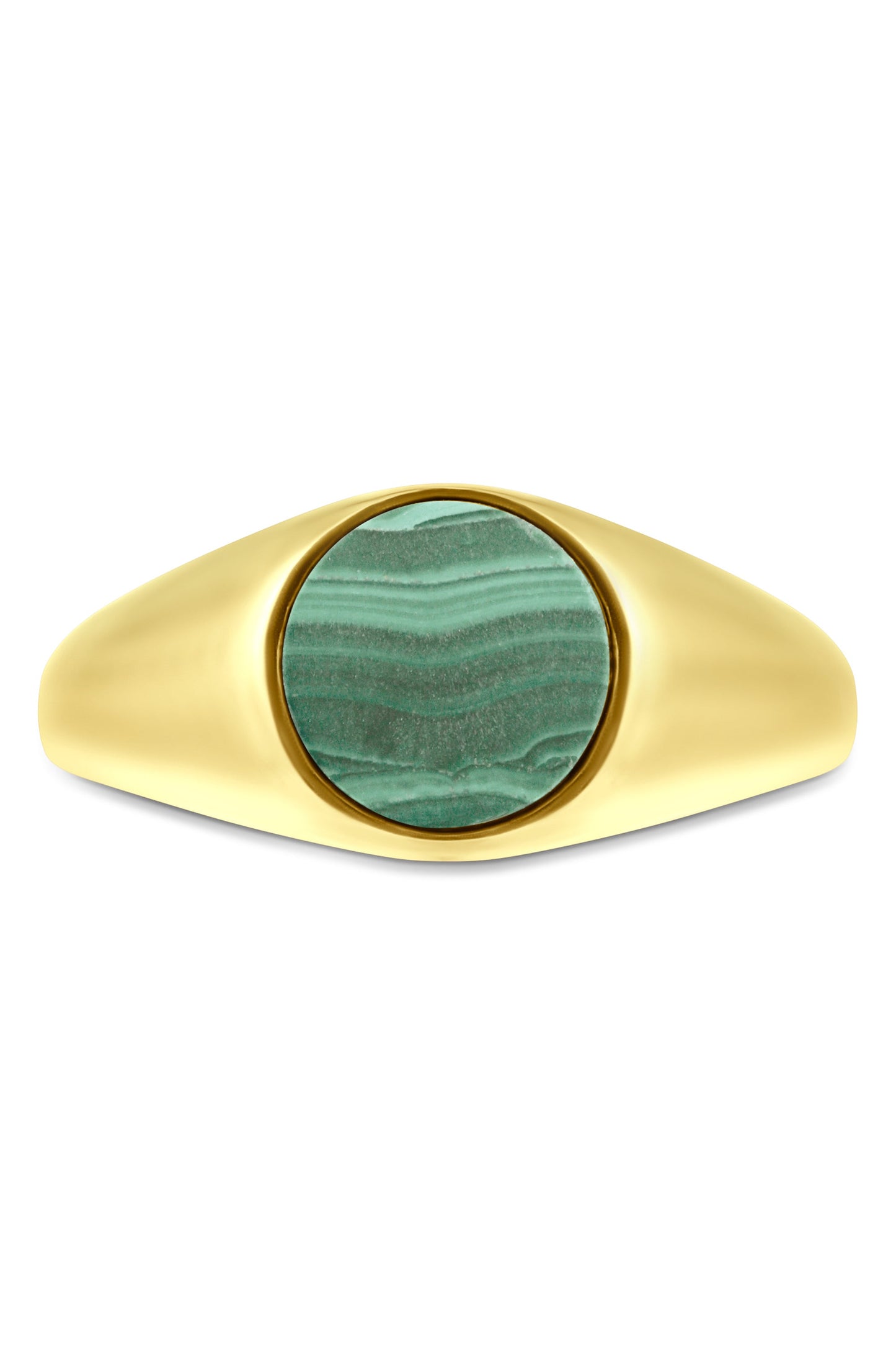 18K Gold Plated Sterling Silver Malachite Signet Ring-2