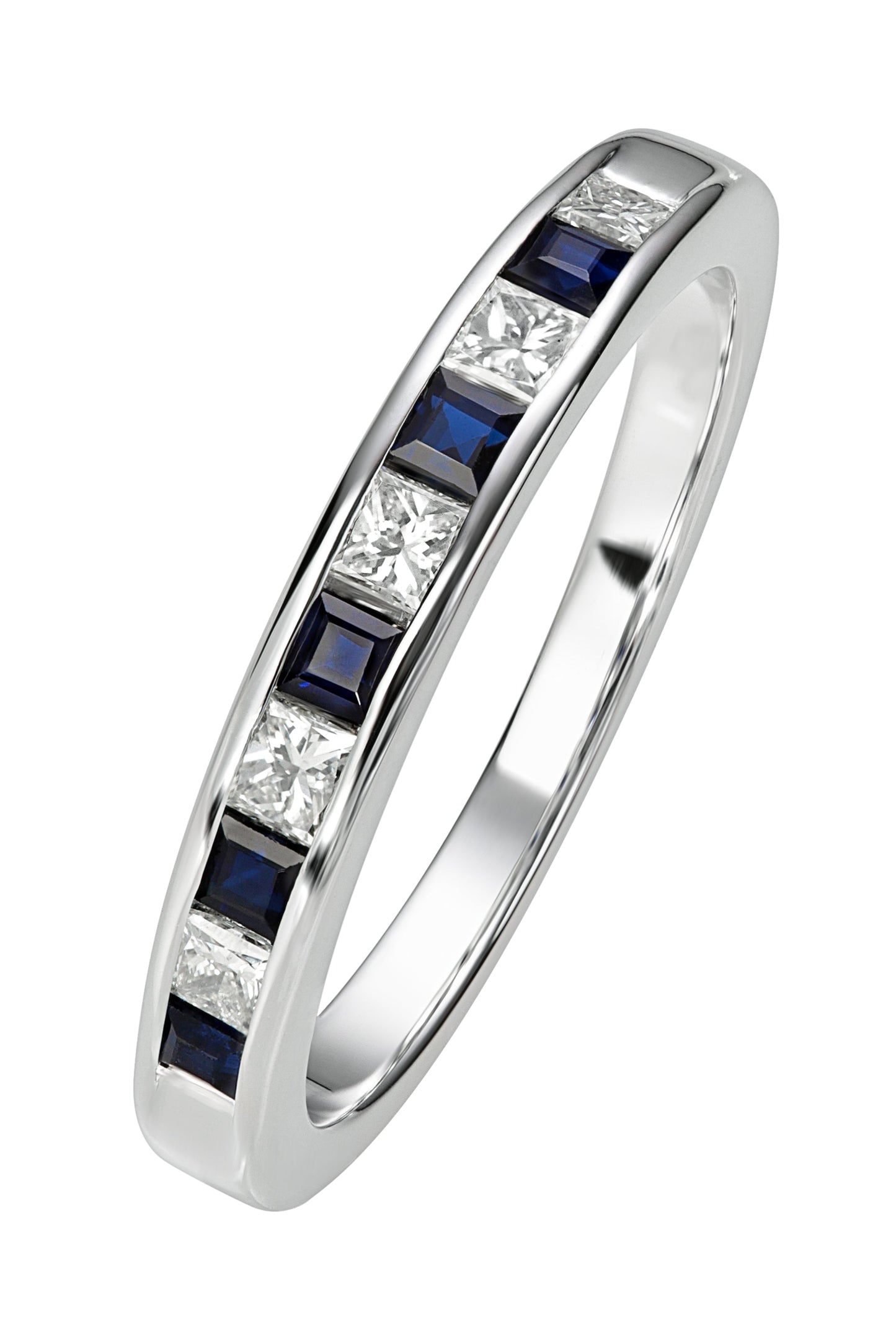 18ct White Gold 0.33ct Sapphire and 0.25ct Diamond Wedding Ring-0