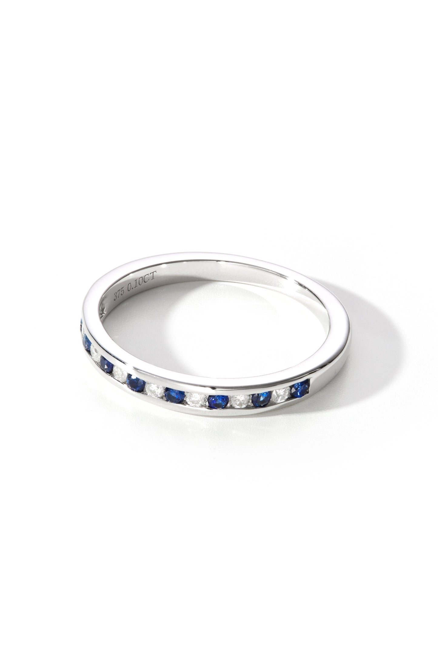 9ct White Gold Sapphire & 0.10ct Diamond Eternity Ring-2