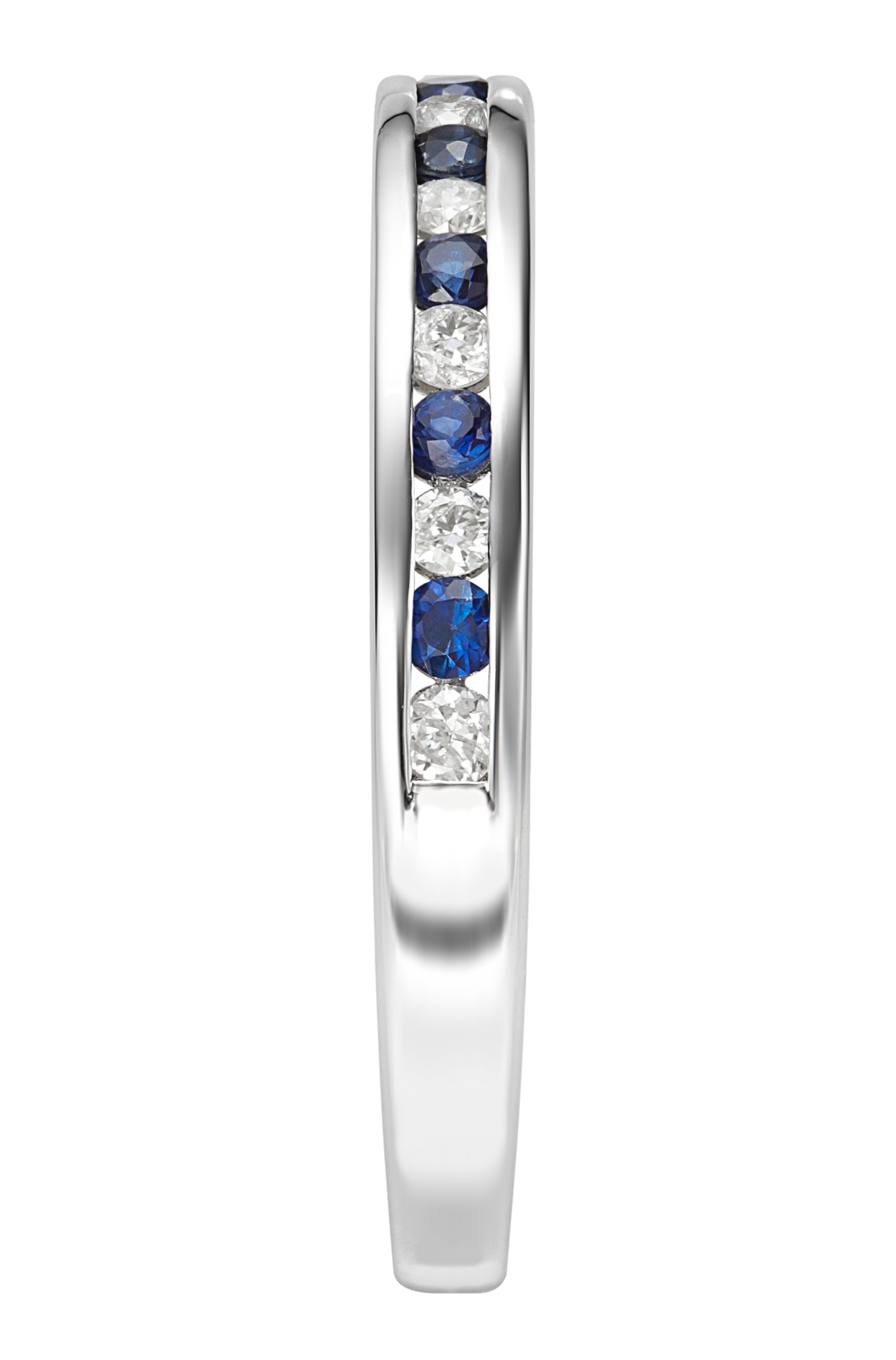 9ct White Gold Sapphire & 0.10ct Diamond Eternity Ring-3