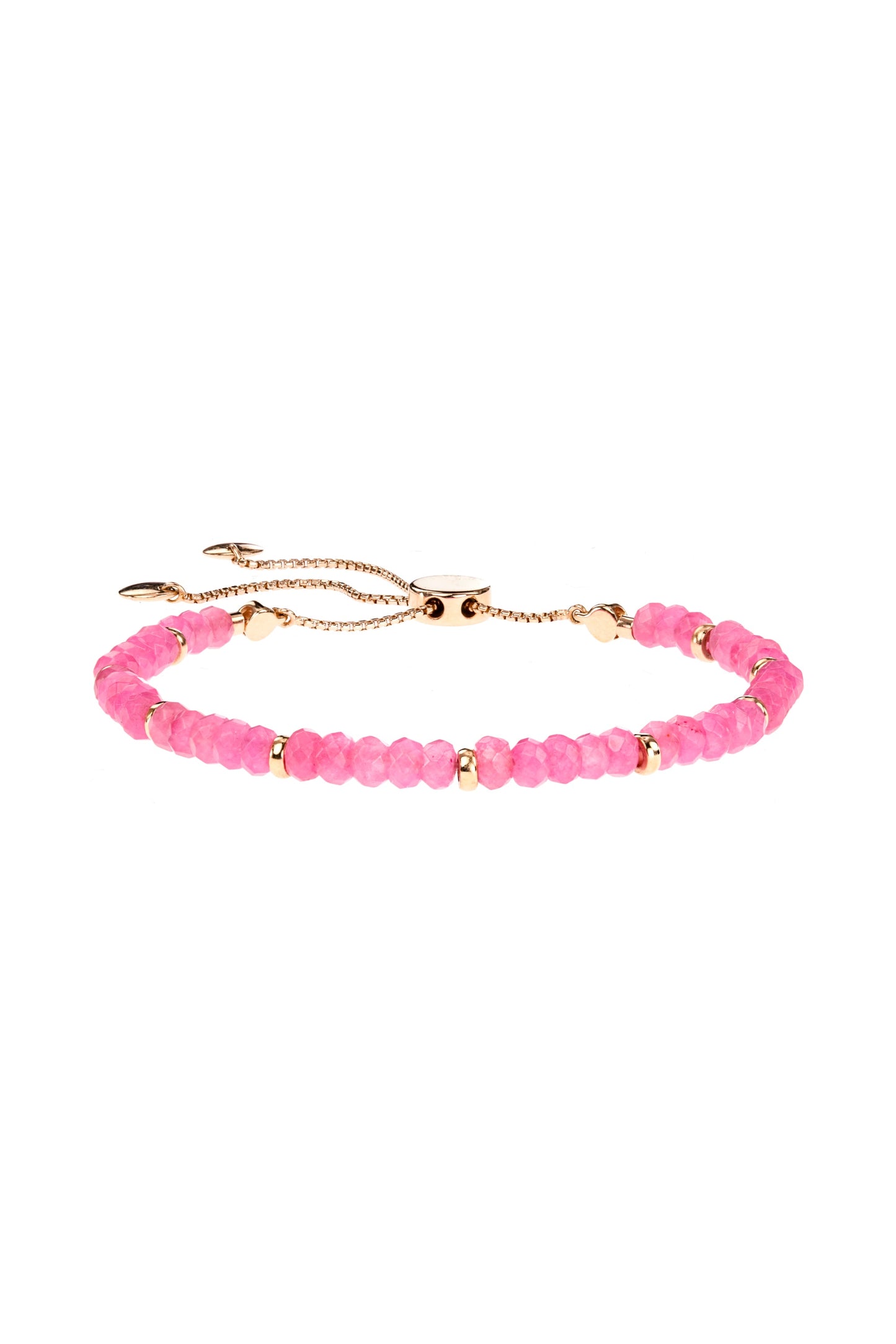 Rose Gold Plated Sterling Silver Pink Quartz Bead Freindship Bracelet-2