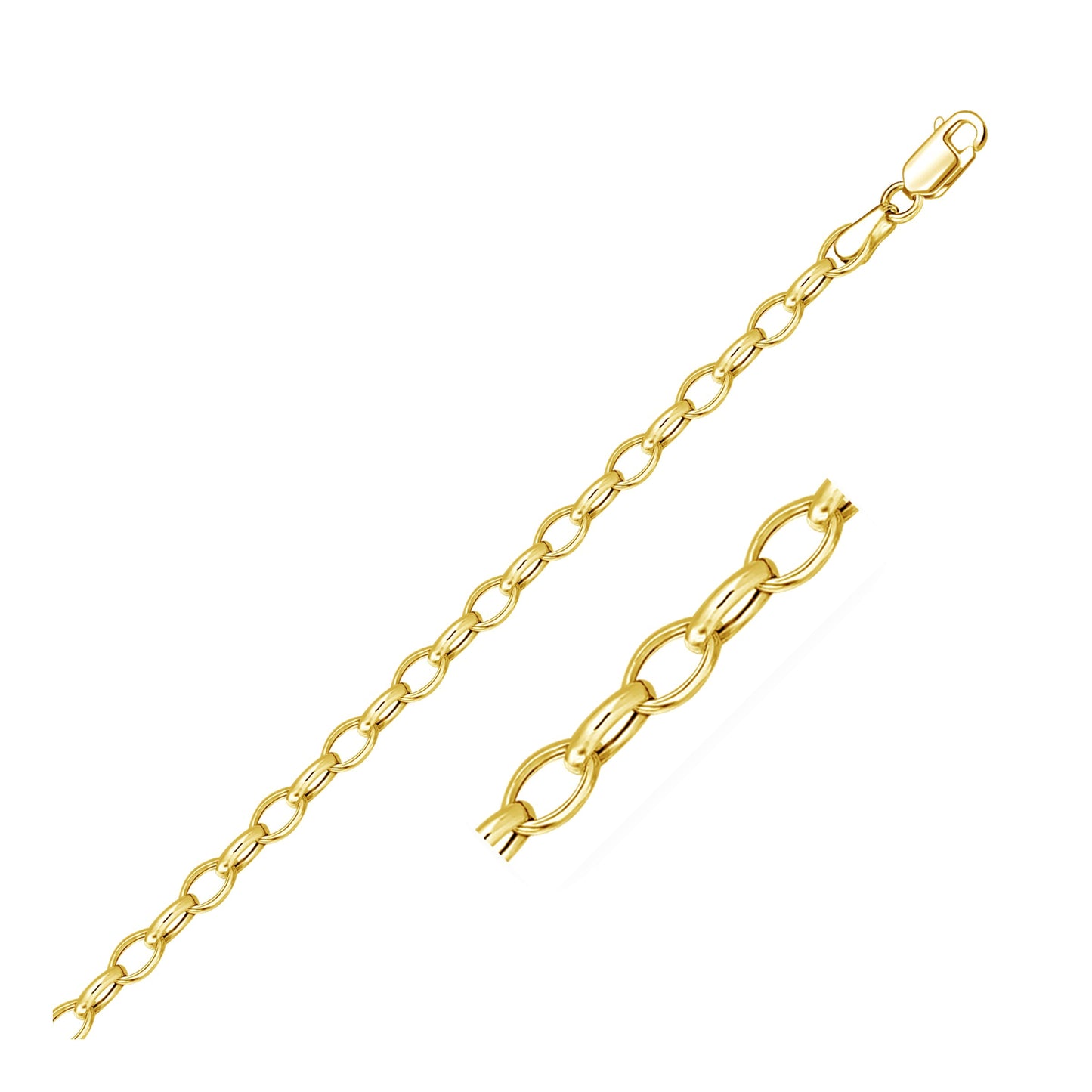 14k Yellow Gold Oval Rolo Chain (4.6 mm)