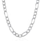 Rhodium Plated 8.8mm Sterling Silver Figaro Style Chain (8.80 mm)