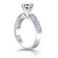 14k White Gold Triple Row Pave Diamond Engagement Ring