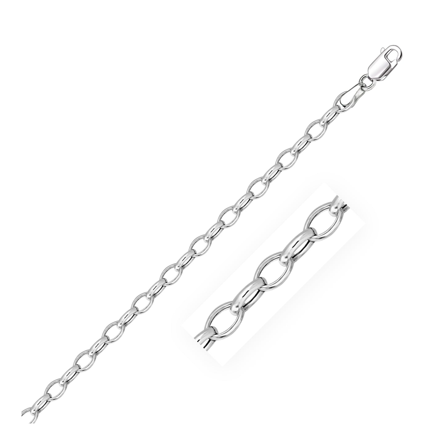 14k White Gold Oval Rolo Chain (4.6 mm)