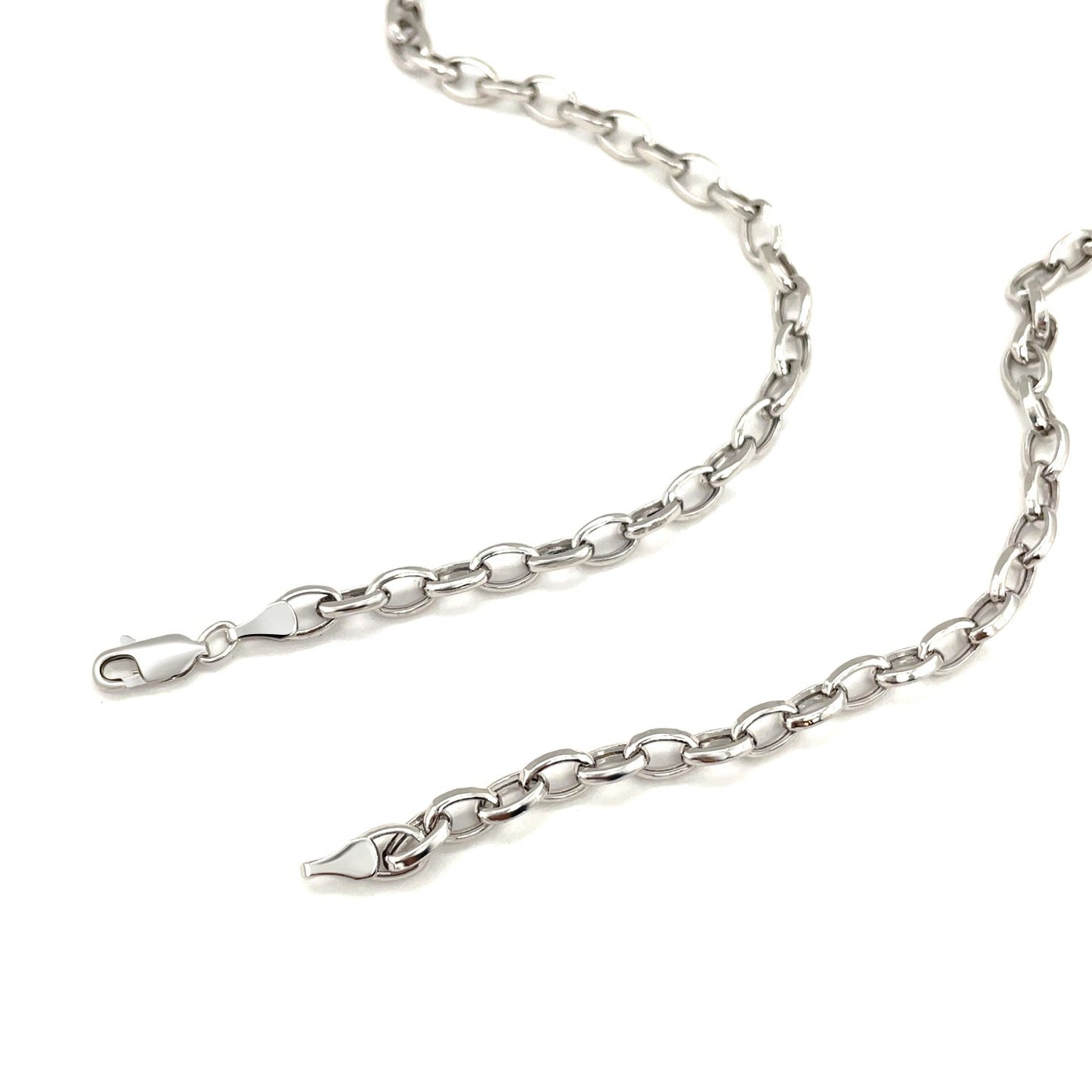 14k White Gold Oval Rolo Chain (4.6 mm)