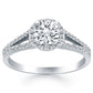 14k White Gold Diamond Halo Split Shank Engagement Ring Mounting