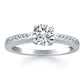 14k White Gold Cathedral Engagement Ring with Pave Diamonds