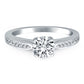 14k White Gold Cathedral Engagement Ring with Pave Diamonds