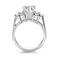 14k White Gold Cathedral Engagement Ring with Side Diamond Clusters