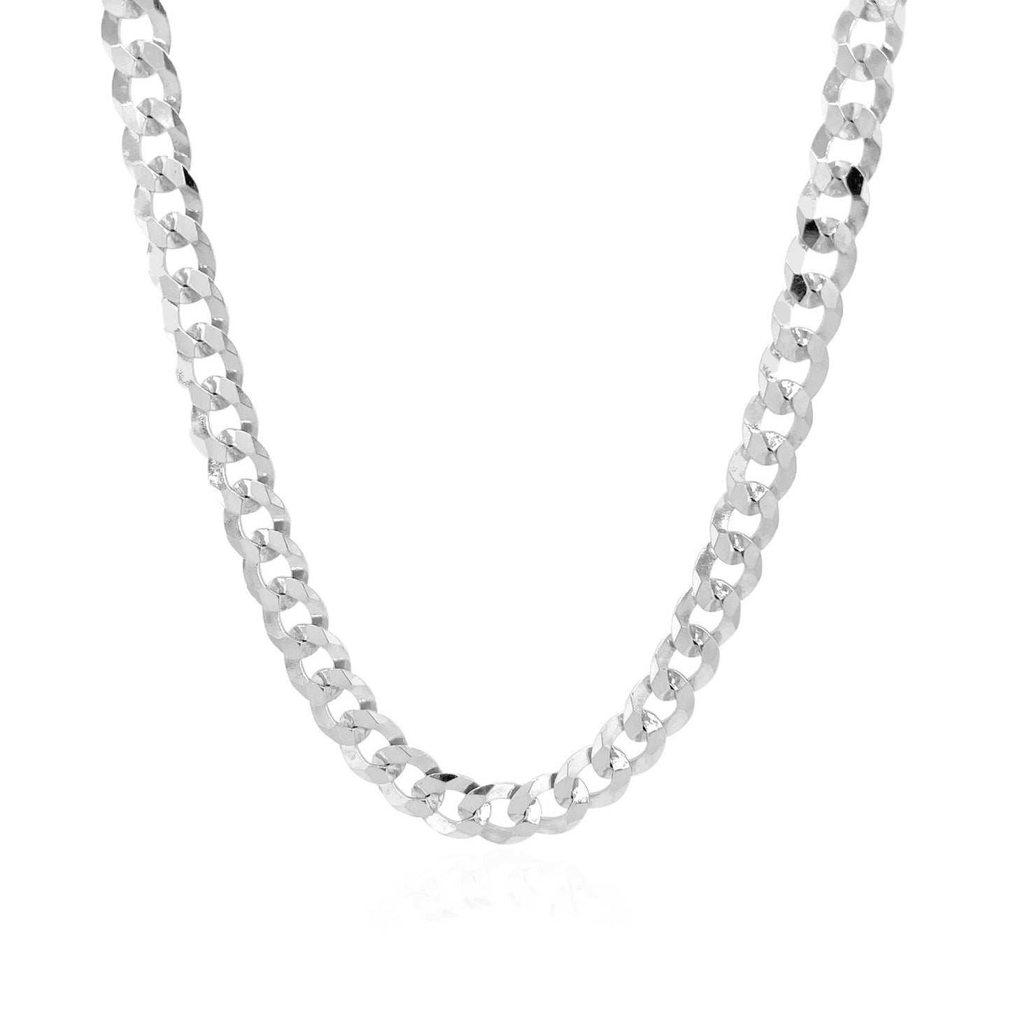 14k White Gold Solid Curb Chain (5.70 mm)