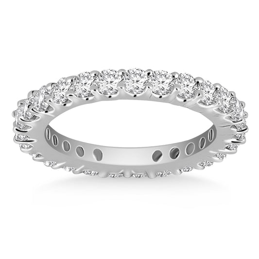 14k White Gold Common Prong Round Diamond Eternity Ring