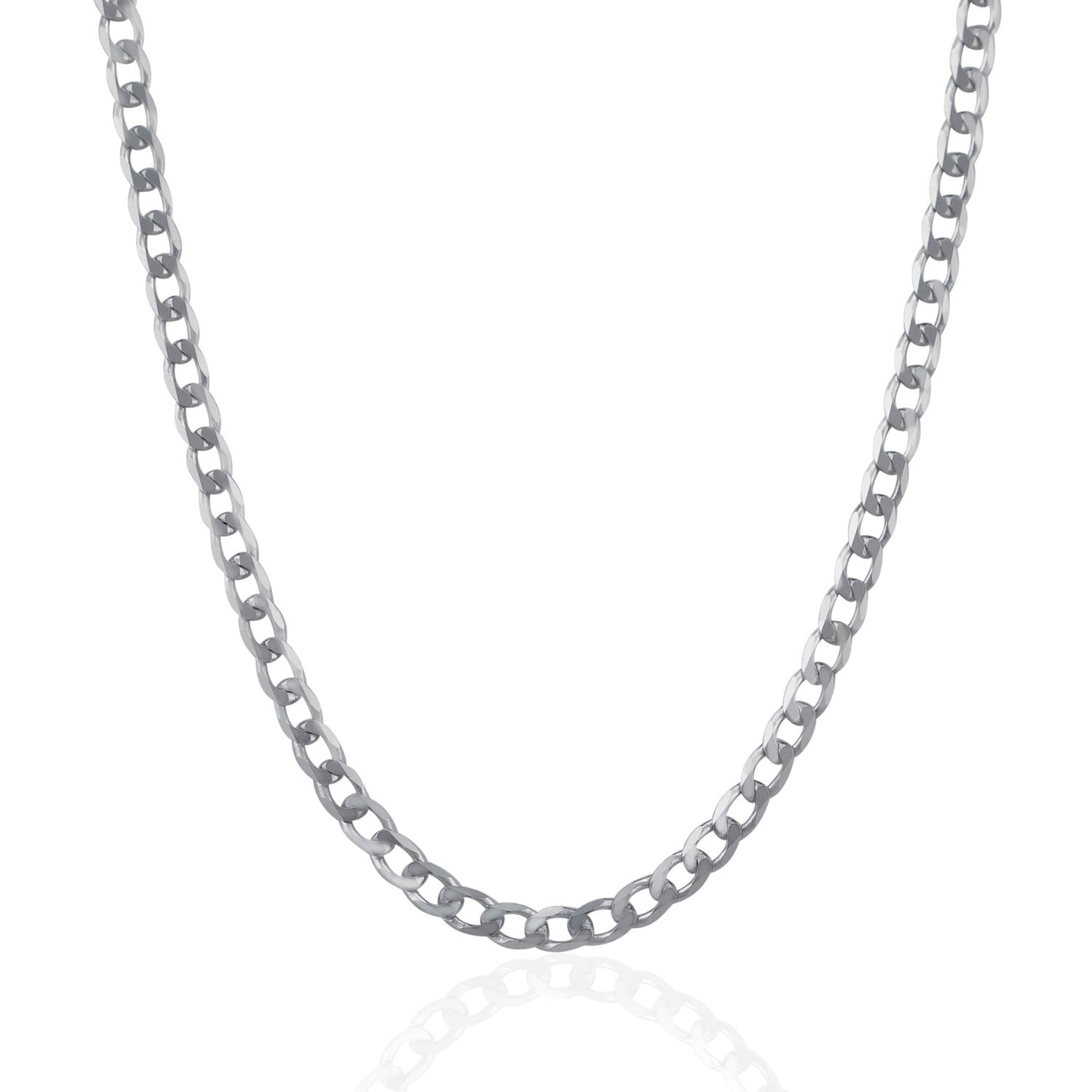 Rhodium Plated Sterling Silver Curb Style Chain (4.70 mm)