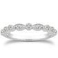 14k White Gold Vintage Look Fancy Pave Diamond Milgrain Wedding Ring Band