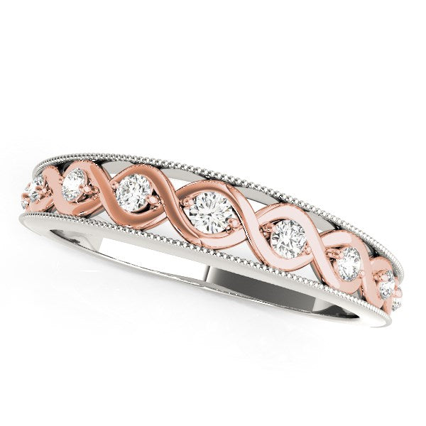 14k White And Rose Gold Infity Diamond Wedding Band (1/8 cttw)