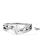 DA101 - High polished (no plating) Stainless Steel Ring with AAA Grade CZ  in Clear-1