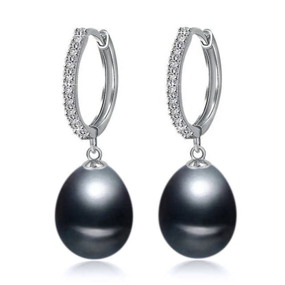 Genuine Freshwater Pearl & Simulated Diamond Drop Earrings-5