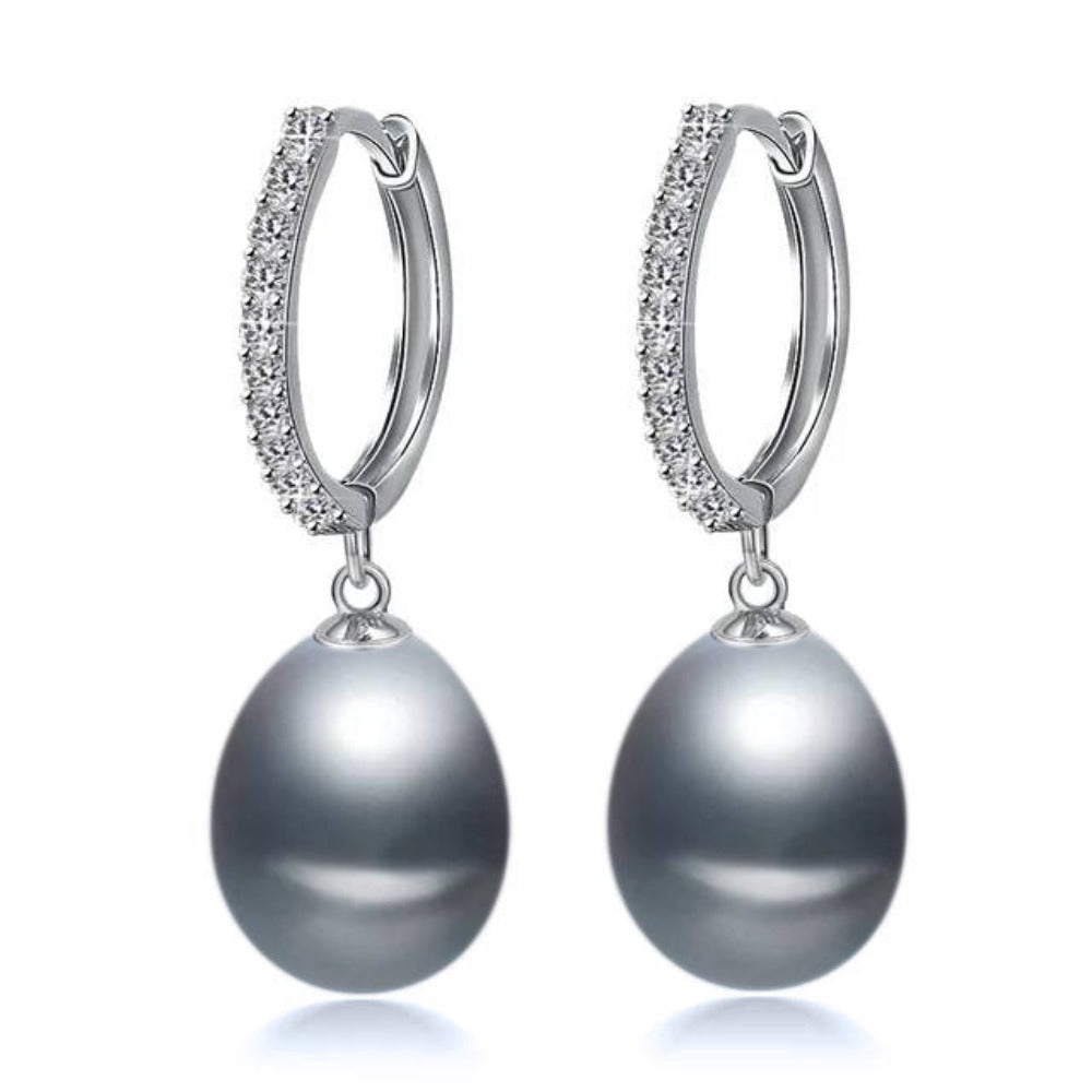 Genuine Freshwater Pearl & Simulated Diamond Drop Earrings-6