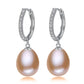 Genuine Freshwater Pearl & Simulated Diamond Drop Earrings-1