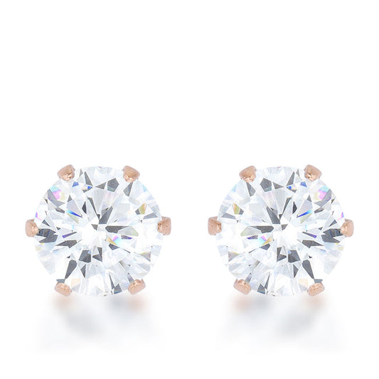 Reign 3.4ct CZ Rose Gold Stainless Steel Stud Earrings