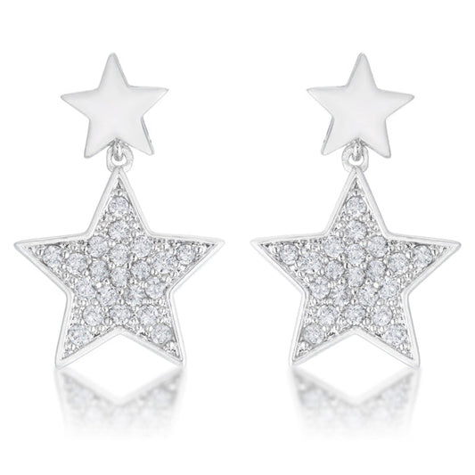 Bianca 0.5ct CZ Rhodium Star Drop Earrings