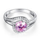 Twist Curl 925 Sterling Silver Wedding Engagement Ring 1.25 Ct Fancy Pink Created Diamond XFR8244-3