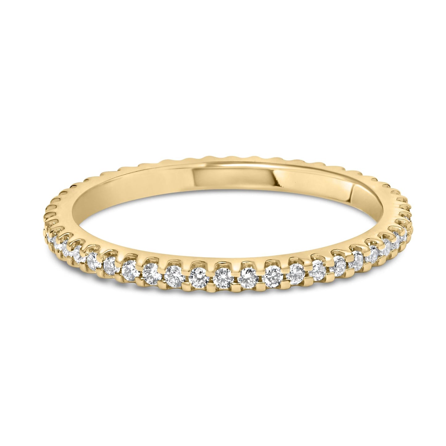 14K Yellow Gold Shared Prong Set Round Diamond Eternity Band Ring (G-H Color, SI1-SI2 Clarity)