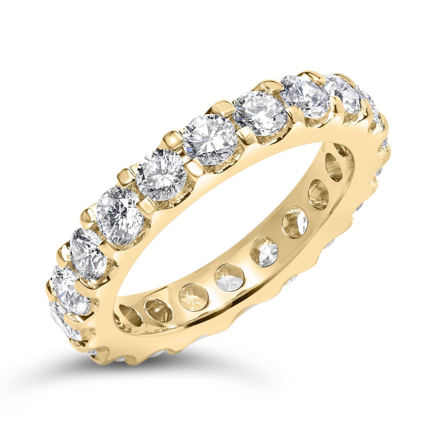 14K Yellow Gold Shared Prong Set Round Diamond Eternity Band Ring (G-H Color, SI1-SI2 Clarity)