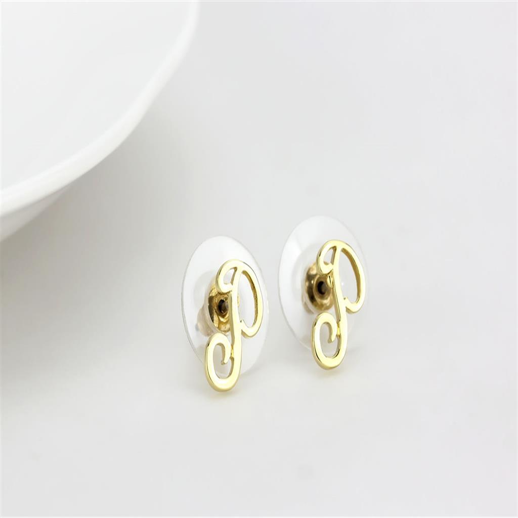 LO4671 - Flash Gold Brass Earrings with No Stone-2