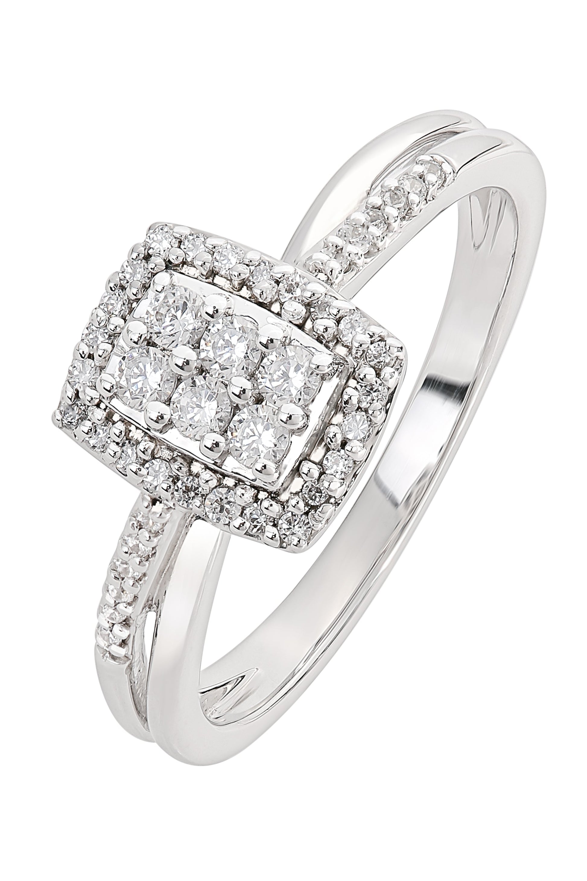 9ct White Gold 0.25ct Diamond Pave Engagement Ring-0