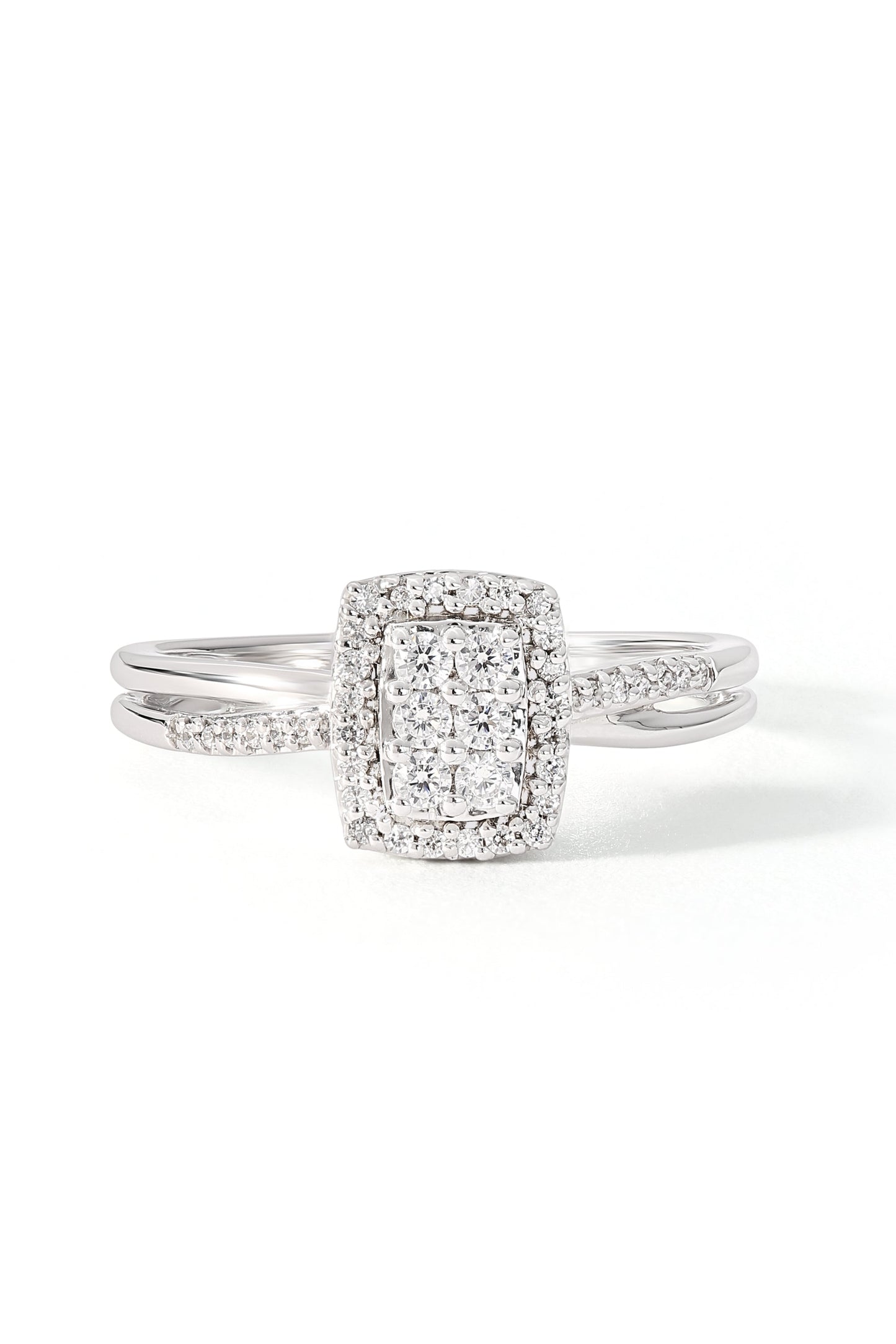 9ct White Gold 0.25ct Diamond Pave Engagement Ring-2