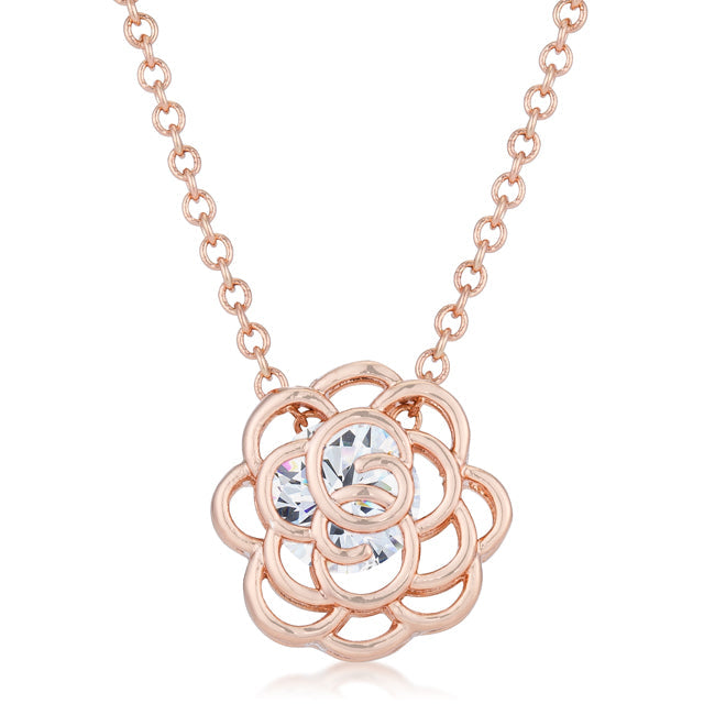 Maya 1.28ct CZ Rose Gold Rose Drop Pendant