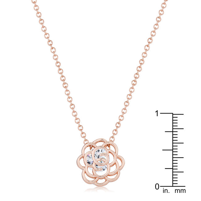 Maya 1.28ct CZ Rose Gold Rose Drop Pendant