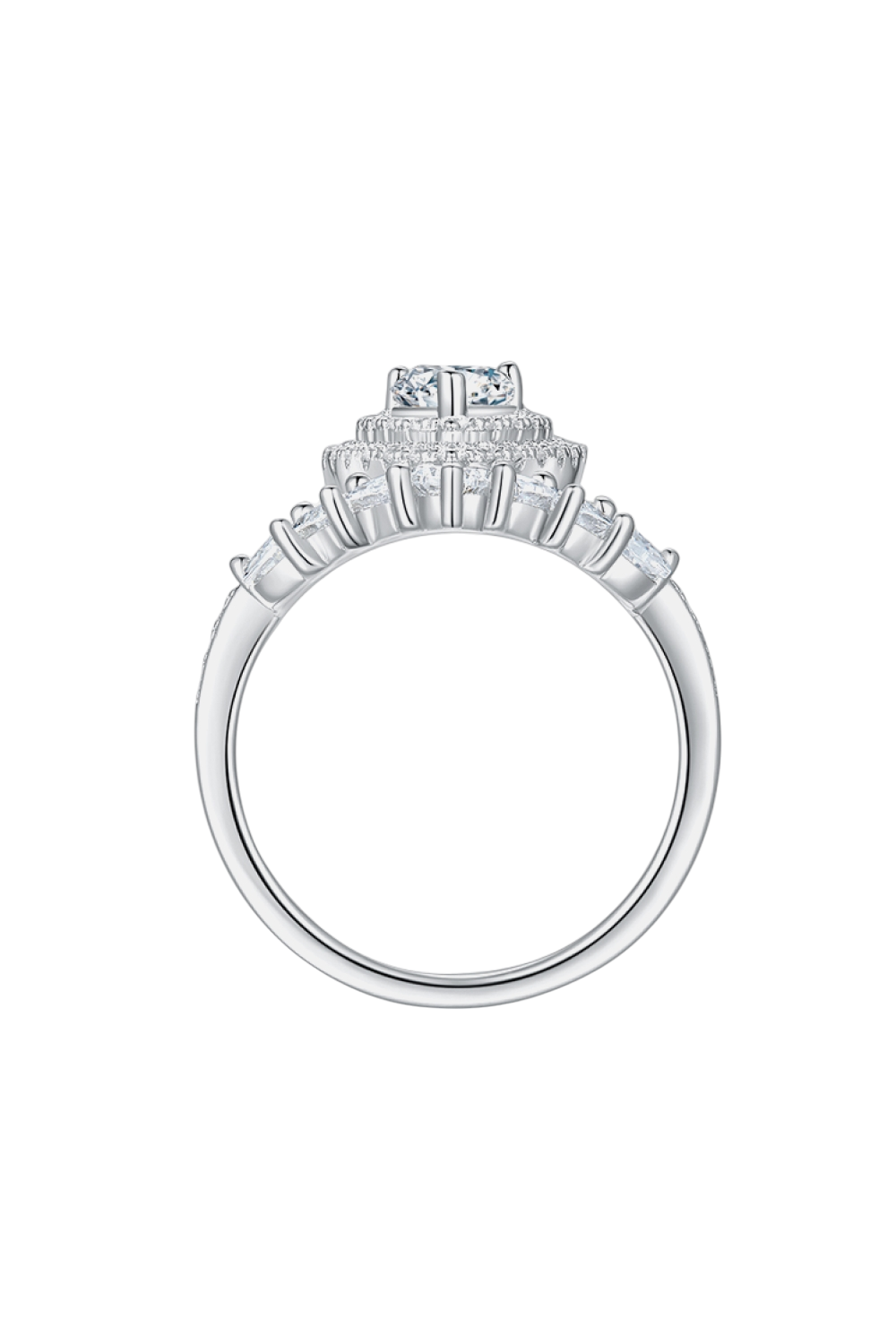 1 Carat Moissanite Diamomd 18K White Gold Crown Ring