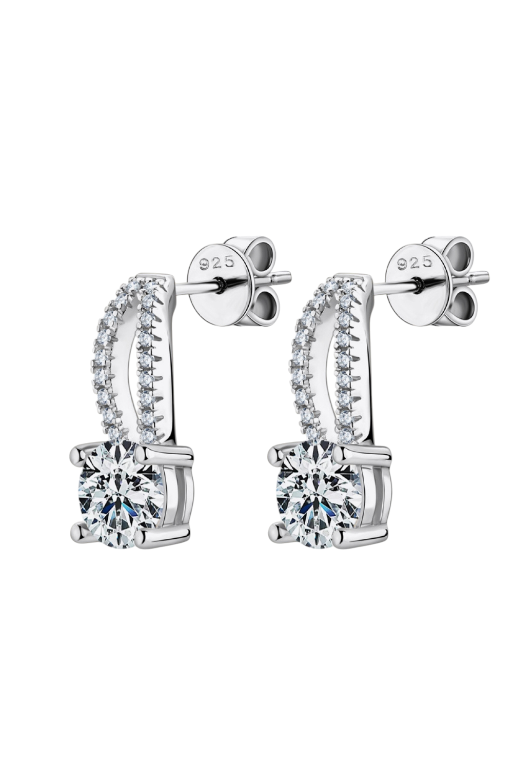 1 Carat Moissanite Diamomd 925 Sterling Silver Platinum-plated or 18K Yellow Gold Drop Earrings