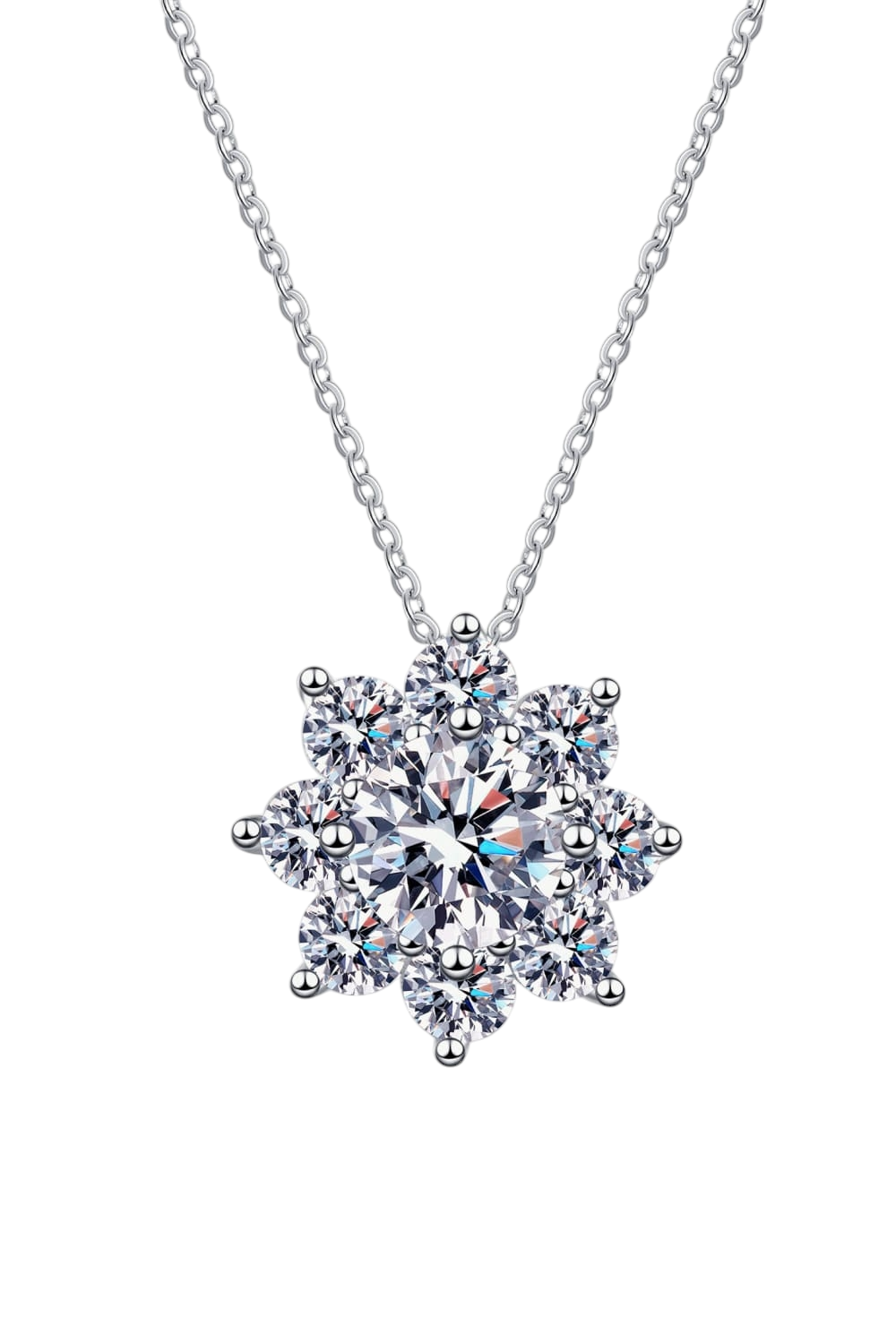 1 Carat Moissanite Diamomd Sterling Silver Platinum-plated Floral-Shaped Pendant Necklace