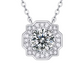 1 Carat Moissanite Diamond 14K White Gold Flower Shape Pendant Chain Necklace