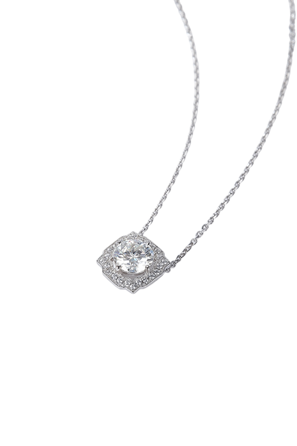 1 Carat Moissanite Diamond 14K White Gold Flower Shape Pendant Chain Necklace