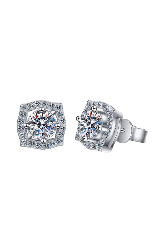 1 Carat Moissanite Diamond Geometric Stud Earrings