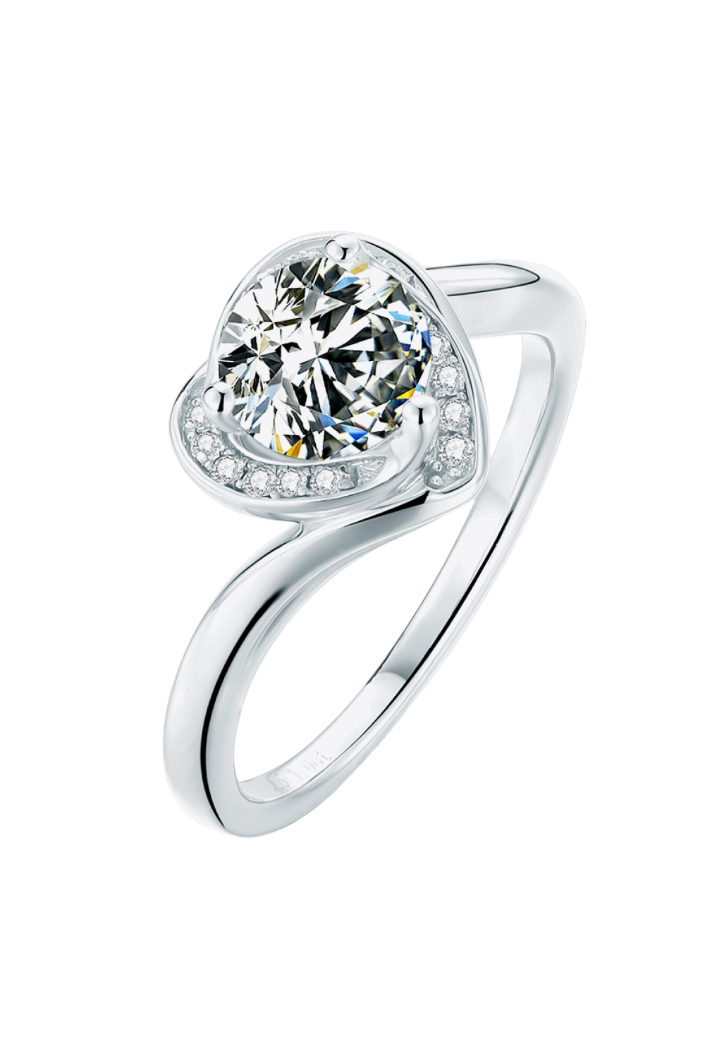 1 Carat Moissanite Diamond with Zicorn Accents 925 Sterling Silver Heart Ring or Promise Ring or Anniversary Ring