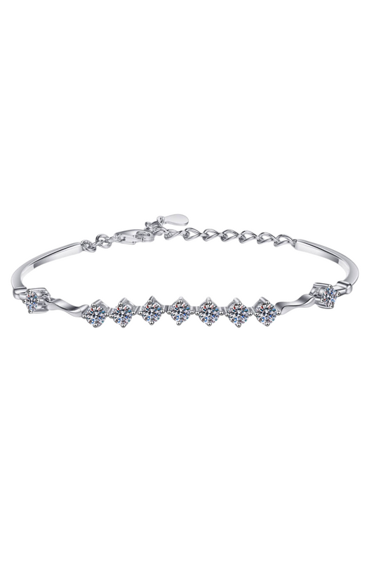 Moissanite Diamond 18K White Gold Bracelet