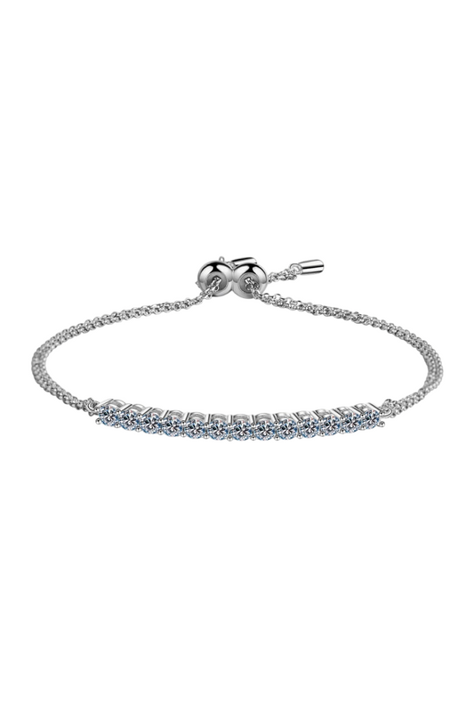 Adored Moissanite Diamond 18K White Gold Adjustable Bolo Bracelet