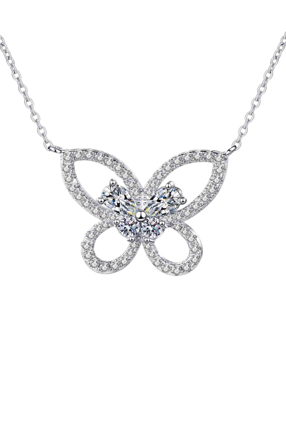 Moissanite Diamond Butterfly 925 Sterling Silver Pendant Necklace