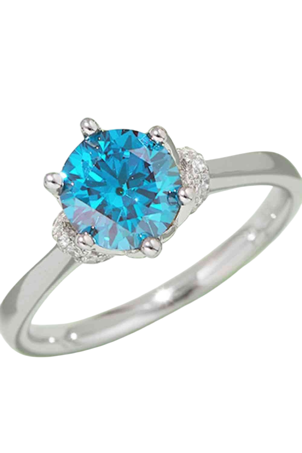 1 Carat Hot Pink or Gold or Sky Blue Moissanite Diamond Contrast 925 Sterling Silver Platinum-plated Ring